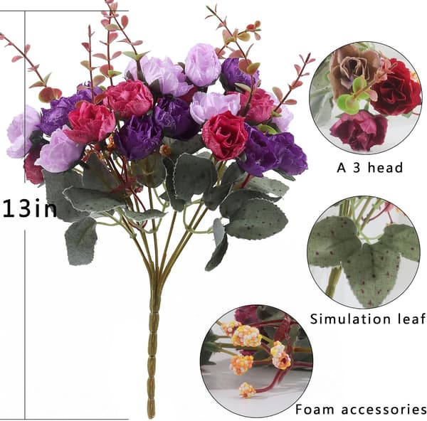 7 Gren 21 Hoved Kunstig Silke Mini Rose .Kirkegård Fl