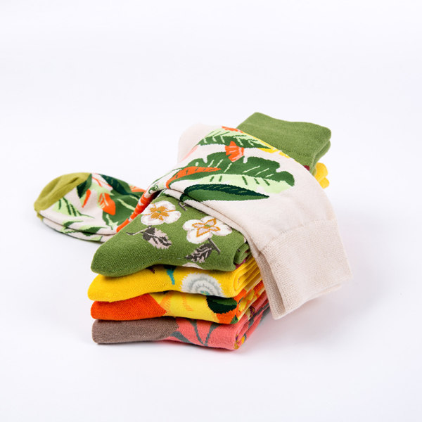 1/2/3/5 Färgglada Blomma Och Växter Strumpor För Dam - Lämplig 1#One size fits all 1 Pc