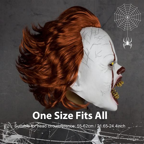 Halloween Mask Skrämmande Pennywise Skrämmande clown Helansikte Skräckkostym Fest Semester Cosplay Dekoration Rekvisita Vuxen
