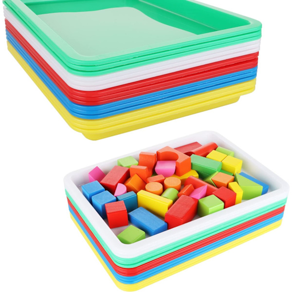 15 st hantverksbricka i plast, 34 x 25 x 2,6 cm Flerfärgad plastbricka, aktivitetsbricka, rektangulär plastbricka (5 färger)