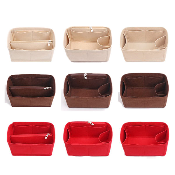 Taske Organizer Filtstof Indsats 25 30 35 Makeup Håndtaske Coffe StyleC M Coffe StyleA M