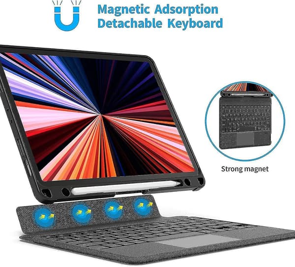 Bluetooth magnetisk avtakbart tastatur med mykt etui for iPad iPad Pro 12.9 2021