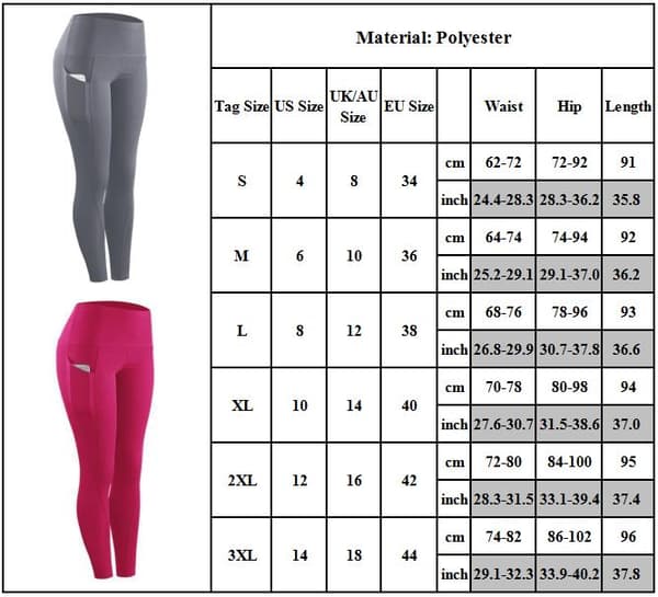 Yogabukser for kvinner med lommer Høy midje eggings Magekontroll wine red L