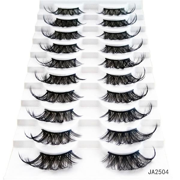 Halvfransar Naturligt utseende Wispy Cat-Eye Fransar 3D lösögonfransar Fluffiga-Mjuka 10 Par syntetiska fibrer falska fransar set 2