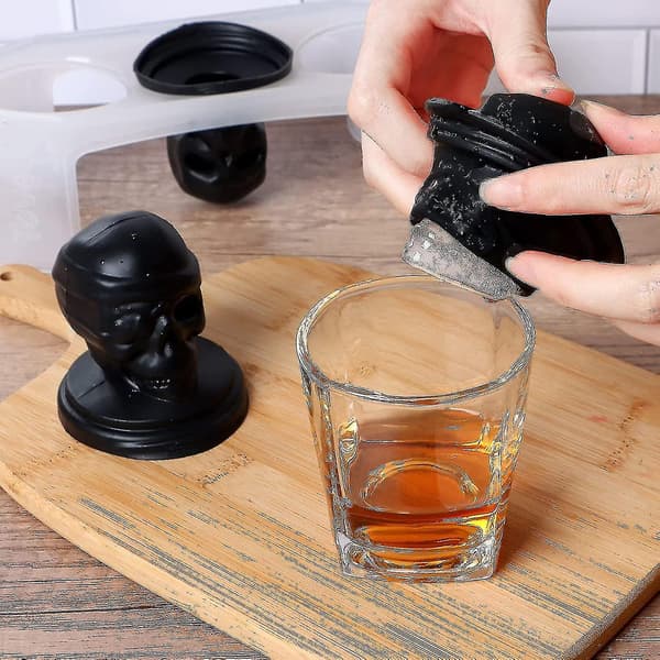 3 st Skull Ice Form Halloween 3d Ice Cube Ball Silikonbricka Maker för Whisky