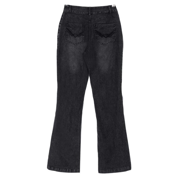 Kvinnors låga utsvängda jeans Stretchiga jeansbyxor Bell Bottoms Svart 3XL