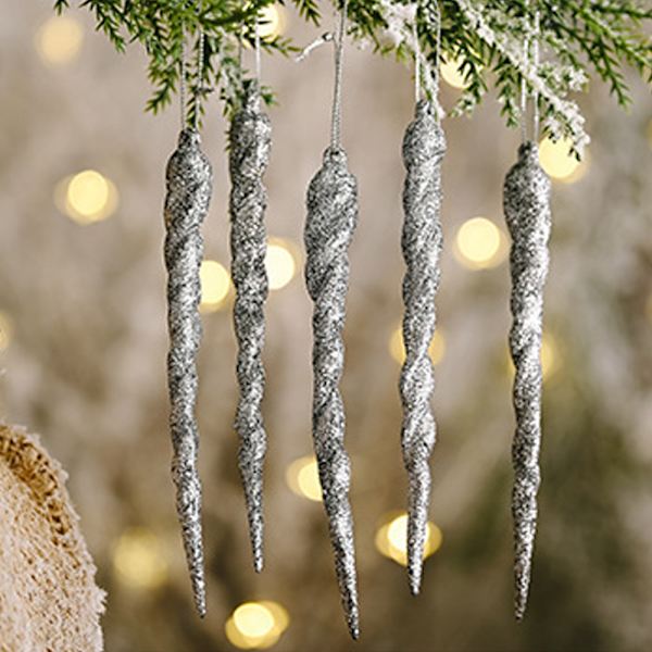 Istappheng Dekorativt juletre Transparent istapper silver