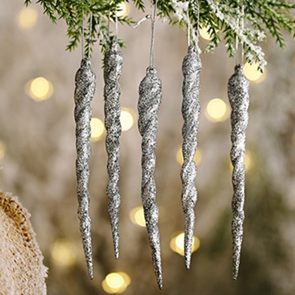 Istappshänge Dekorativ julgran Transparent istappar silver