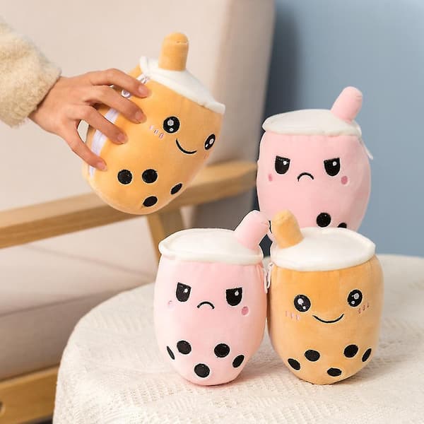 Ny Creative Flip Over Milk Tea Cup Plyschleksak Söt Bubble Tea Doll Alla hjärtans dag present