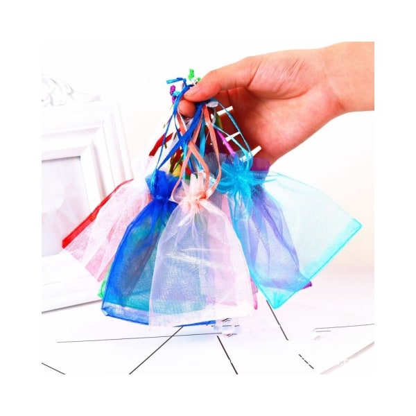 Festdekorationer 100 ST Organza presentpåsar Smycken Förpackningspåse Bröllopsfestdekoration Storlek 7x9cm D7 Vinröd