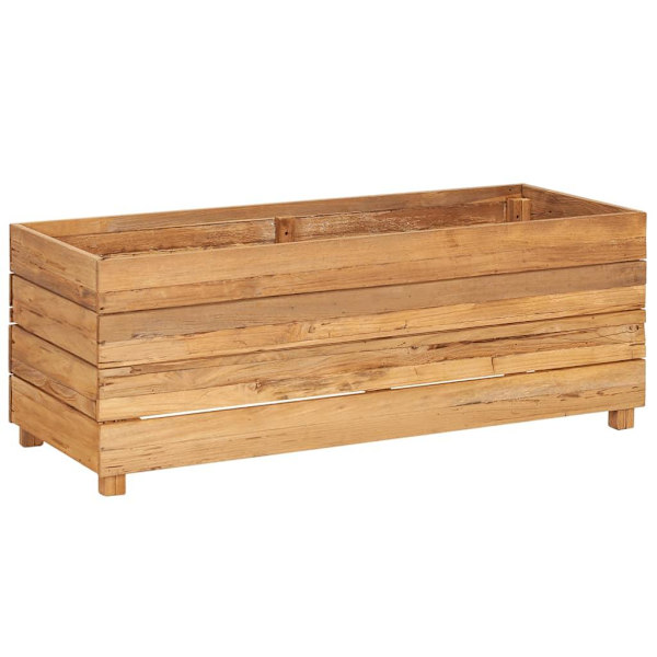 vidaXL Plantekasse opphøyd 100x40x38 cm massiv teak og stål brown