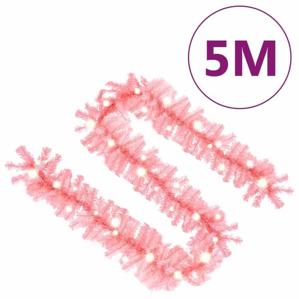 vidaXL Julegirlander med LED-lys 5 m rosa pink