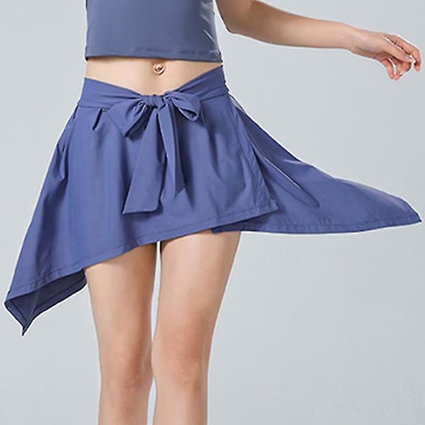 Kvinnor Tenniskjolar med hög midja Gym Biker Culottes Elastisk midja Korta eggings_R Blue L