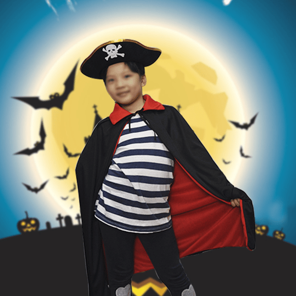 Svart Röd Vändbar Klänning Goth Devil Pirate Vampire Demon style 1 90cm
