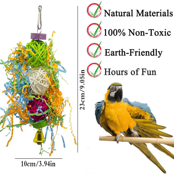 3 delar fågelleksaker, tuggleksaker, dekoration av djurbur med klocka f