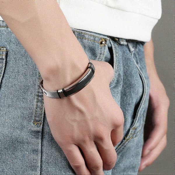 Herrearmbånd Western Style Rustfrit Stål Falmer Aldrig Sort Armbånd, Sølv