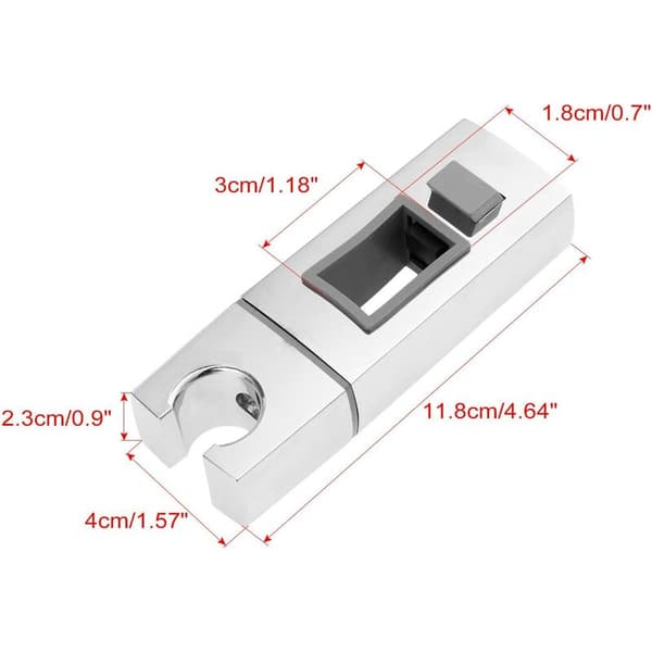 Glidende brusehovedholder til skinne - 18 x 30 mm - Rektangulær, firkantet