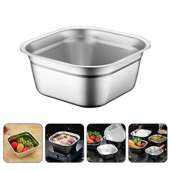 Rustfrit Stål Vask Køkken Grøntsagsvask Metal Vask Suppeskål Buffet Madpande (22cm)