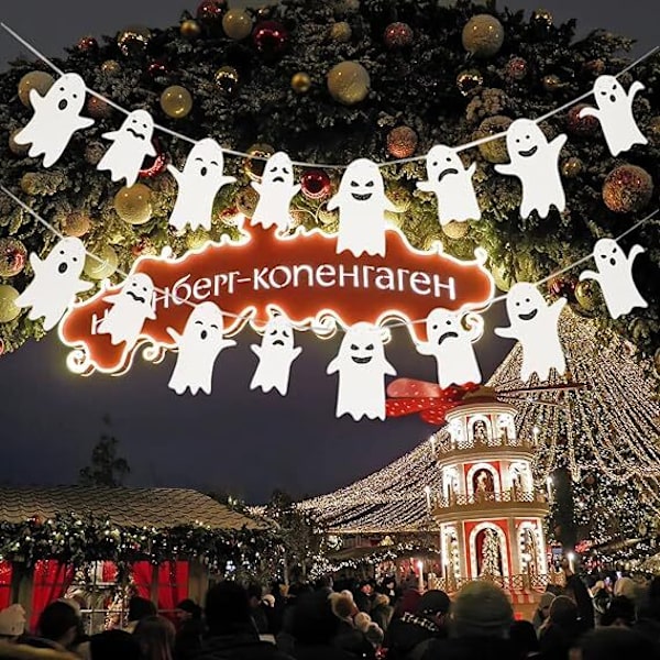2 kpl Halloween-bannerilippukoriste, luuranko-kummitusriippukoriste white white