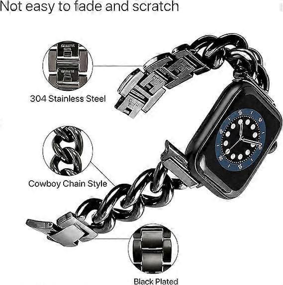 Kompatibelt Apple Watch-rem, Cowboykæde Apple Watch-rem, Rustfrit stål