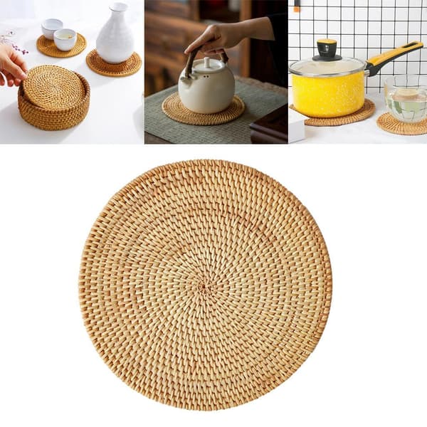 1/2/3/5 Rattan Placemat för Creative Thicken Khaki Leaf Shaped Light Brown 20x2cm 1Set