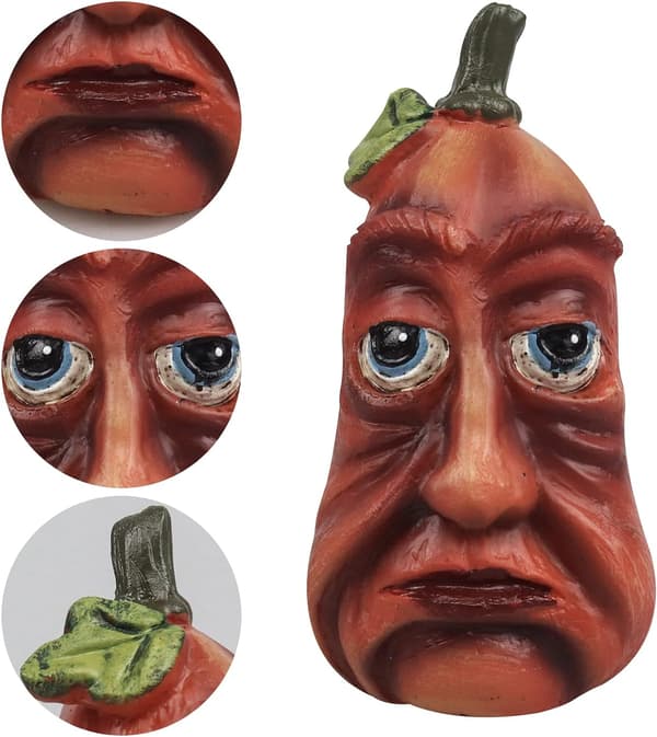 7,4 tum Halloween Freak Pumpkin Decoration, Grotesk Expression Pumpkin Head Halloween Decoration