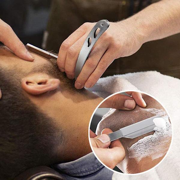 Premium skægsæt til mænd med barberkniv og skægstyling skabelon