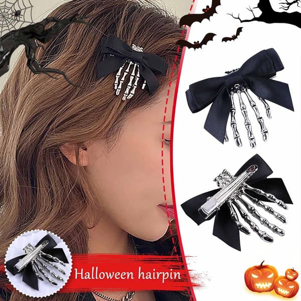 2st Halloween Skelett Klor Hårklämmor Söt Skull Hand Hårklämma