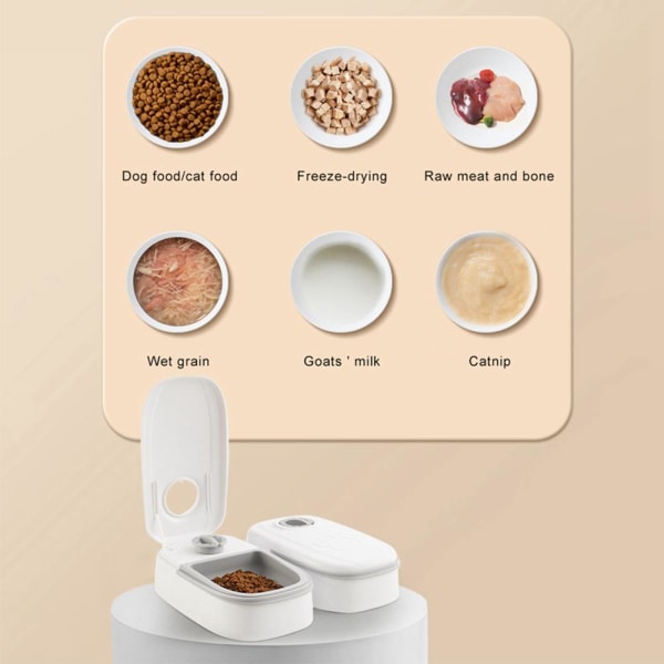 350ml/700ml Smart Foderautomat Intelligent Automatisk Tidsindstillet Foderautomat Double Meal Grey one