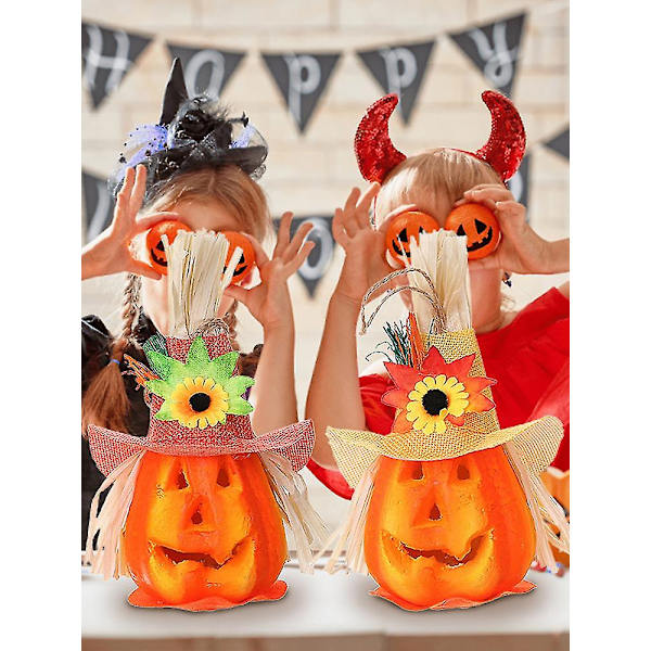 Jack-o'-lantern Pynt Gresskar Hage Hagearbeid Kreativ Gave Skum Vindusdekor Landmalt Keramisk Gresskar yellow hat