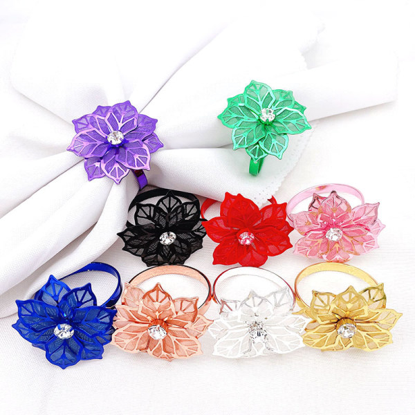 Hollow Out Flower Napkin Rings Set of 20 for Wedding Party Holiday Banquet Christmas Dinner Delicate Serviette Buckles Decor Favor () Green