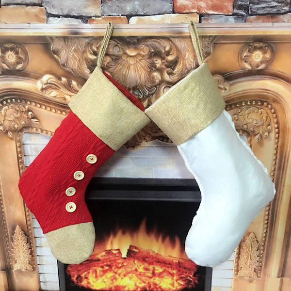 present-/godispåsar med julstrumpor för juldekorationer röd