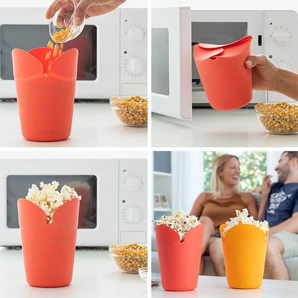 2x Kokoontaitettavat Popcornkulhot Mikroaaltouuniin red
