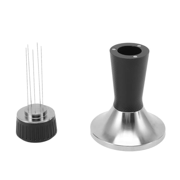 Kaffetamper røresæt rustfrit stål 2 i 1 58,3 mm kaffetamper distributionsnål til køkken sort
