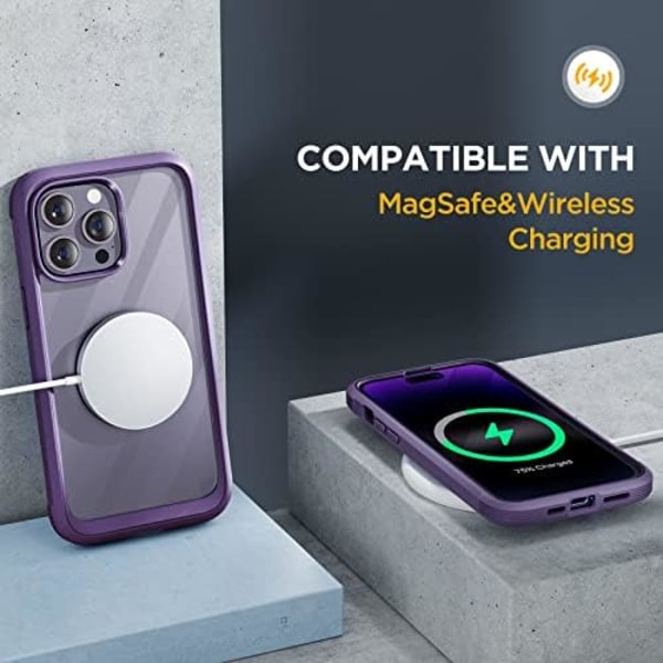 Miracase Glass Series Designad för iPhone 14 Pro Max Case 6,7 tum, [2023 Upgrade] Bumper Case med inbyggd 9H härdat glas Scr Noble Purple