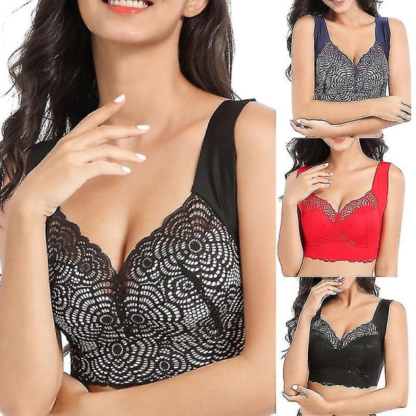 Ultimate Lift Stretch Full Figur Sömlös Spets Cut-Out BH för kvinnor Samlade underkläder Andas_R Black XL
