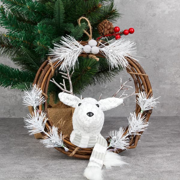 Ytterdörr Jul Rotting Ring Vit Rengarland Dekor