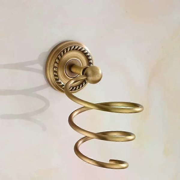 Badeværelse Hårtørrerholder Messing Hårplejeværktøjsholder Vægmonteret Bronze Finish Spiral Hårtørrer Ophængsstativ