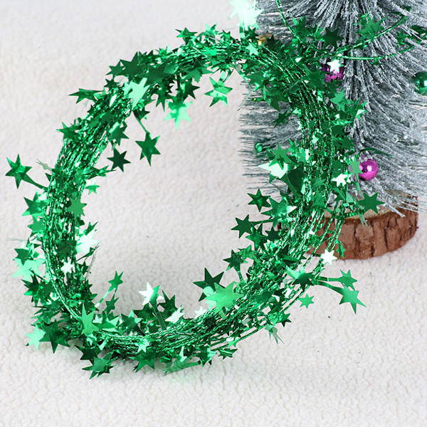 2 rullar Sparkly Star Tinsel Girlander med tråd till jul green