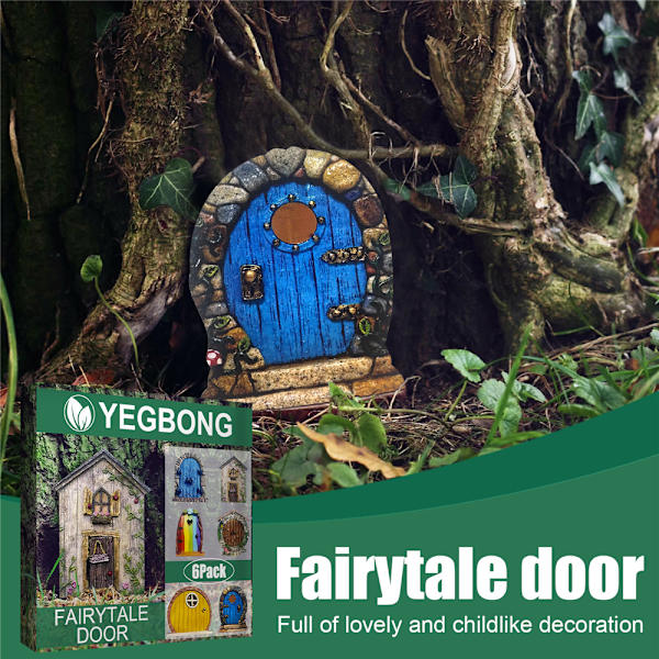 Fairy Door Set med 6 Miniature Gnome Door Set Pixie Miniature 2