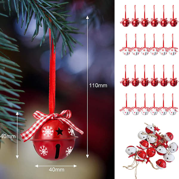 12ST Mini julgransklockor utskärningar Hängande dekor snowflake