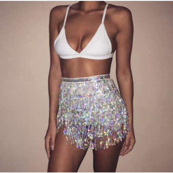 Magedans Hofte Skjørt Dusk Skjerf Paljett Wrap Rave-kostyme for D