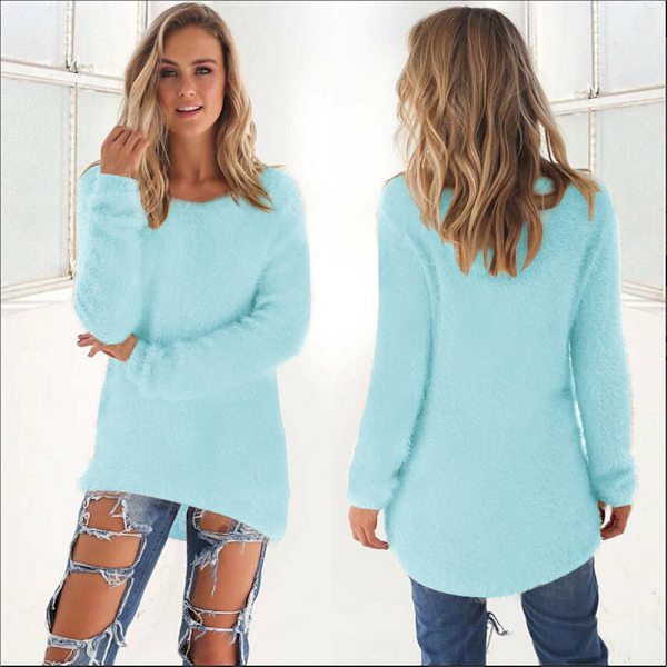 Dam Långärmad plysch tröja Jumper Pullover Sweatshirt Topp coffee 2XL