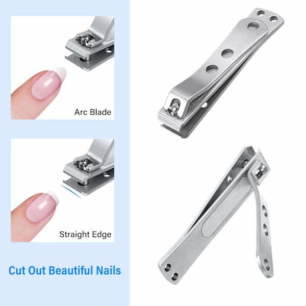 2 delar nagelklippare med rak kant, set med nagelklippare, fast N
