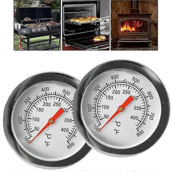 2st Grillkolstermometer Pit Wood Smoker Termometer Temperaturmätare Grill Pit Termometer Fahrenheit/ 50~400