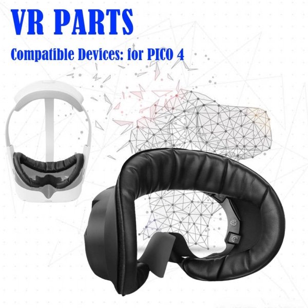 Ansiktsgränssnitt & Face Cover Pad för PICO 4 VR Headset PU Foam C