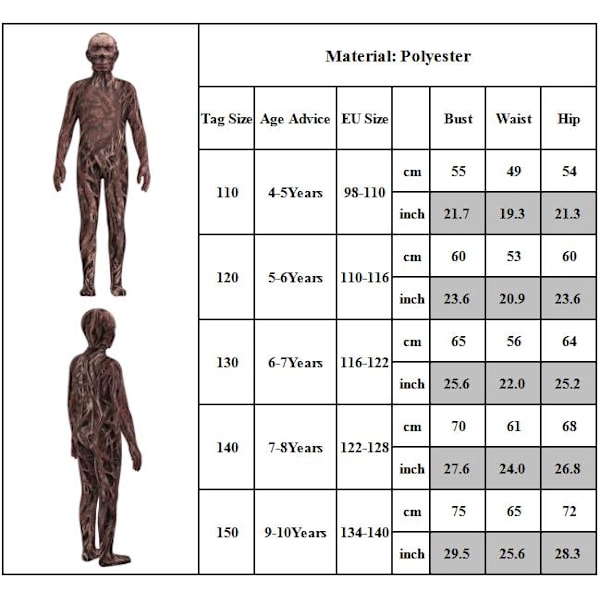 Stranger Things 4 Vecna Cosplay Kläder Halloween Jumpsuit 140Y 130Y