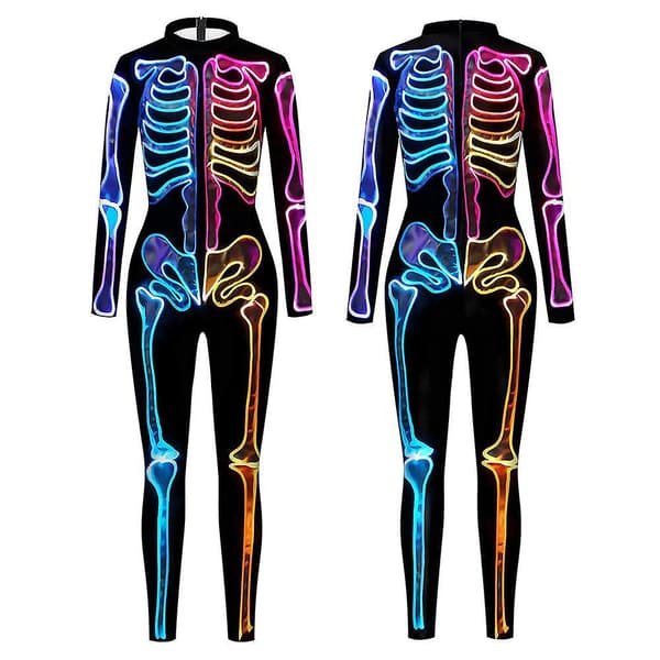 Exig skeletdragt til kvinder til Halloween skeletbody S