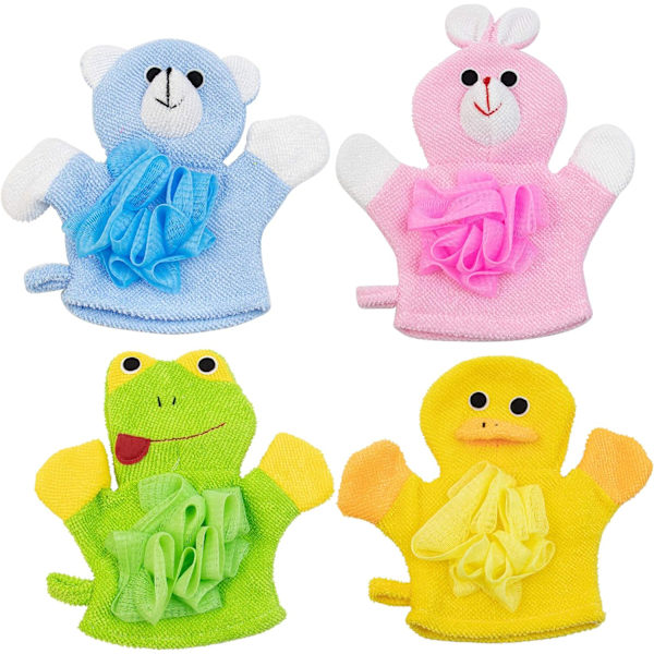 4 st Tecknad frottébadkar Svampvantar Puppet Söt Hand