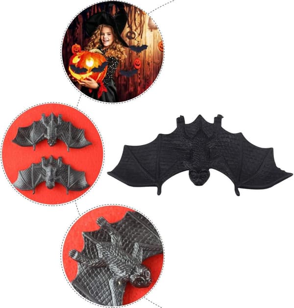 Hemleksaker 1 set 50 st Halloween busleksaker Simulerade plastfladdermus falska fladdermöss (svart)